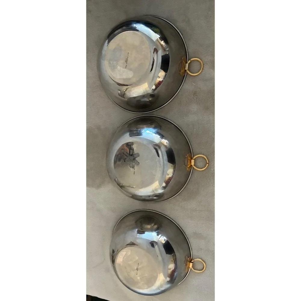 Vintage Bowls Stainless Steel Gold Thumb Ring Mixing Serving Ice 6x2.5